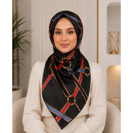 Twill Silk Kemerli V Black Sacks Scarf